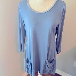 LOGO by Lori Goldstein Long Sleeve Blue Top SZ M